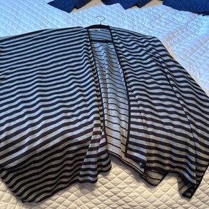 Calvin Klein Gray and Black Striped Open Cardigan